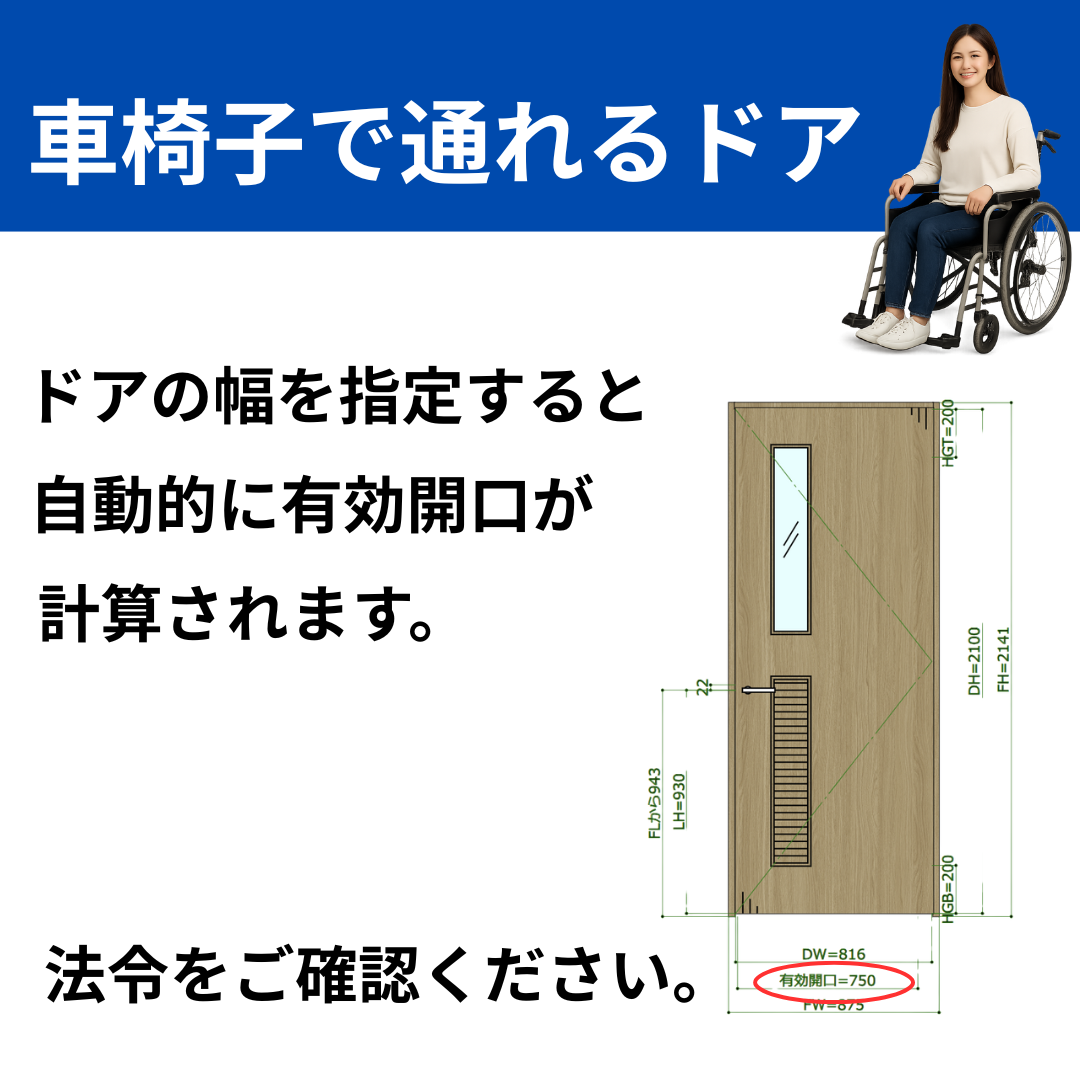 車椅子でとおれるドア